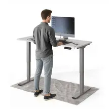 deskspace PRO Plus Elektrisch höhenverstellbarer Schreibtisch, 140x70 cm Stehpult mit Memory-Funktion, Weiße Tischplatte, Graues Gestell - Grau/Weiß