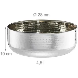 Relaxdays Salatschüssel mit Besteck Silber 4,5 l