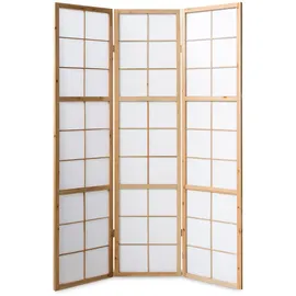 Homestyle4u Paravent Raumteiler 3 teilig Holz Natur Reispapier Weiß Höhe 175 cm - Paravents, Paravents