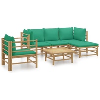 VidaXL 6-tlg. Garten-Lounge-Set mit Grünen Kissen Bambus