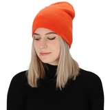 halsüberkopf Accessoires Strickmütze Strickmütze Wolle/Kaschmir (1-St) Strickmütze aus Kaschmir und Wolle orange