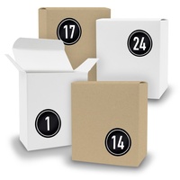 Adventskalender zum Füllen 24x Quader gemischt WEISS BRAUN + Sticker V09 Z08