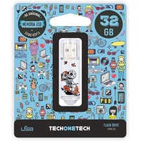 Techonetech Tec4002-32 Geschirrspülerbürste mit Spender, 32 GB Speicher, USB, Totenkopf Moto