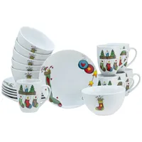 CreaTable Frühstücksservice Luna Socken weiß Porzellan 18 tlg. -