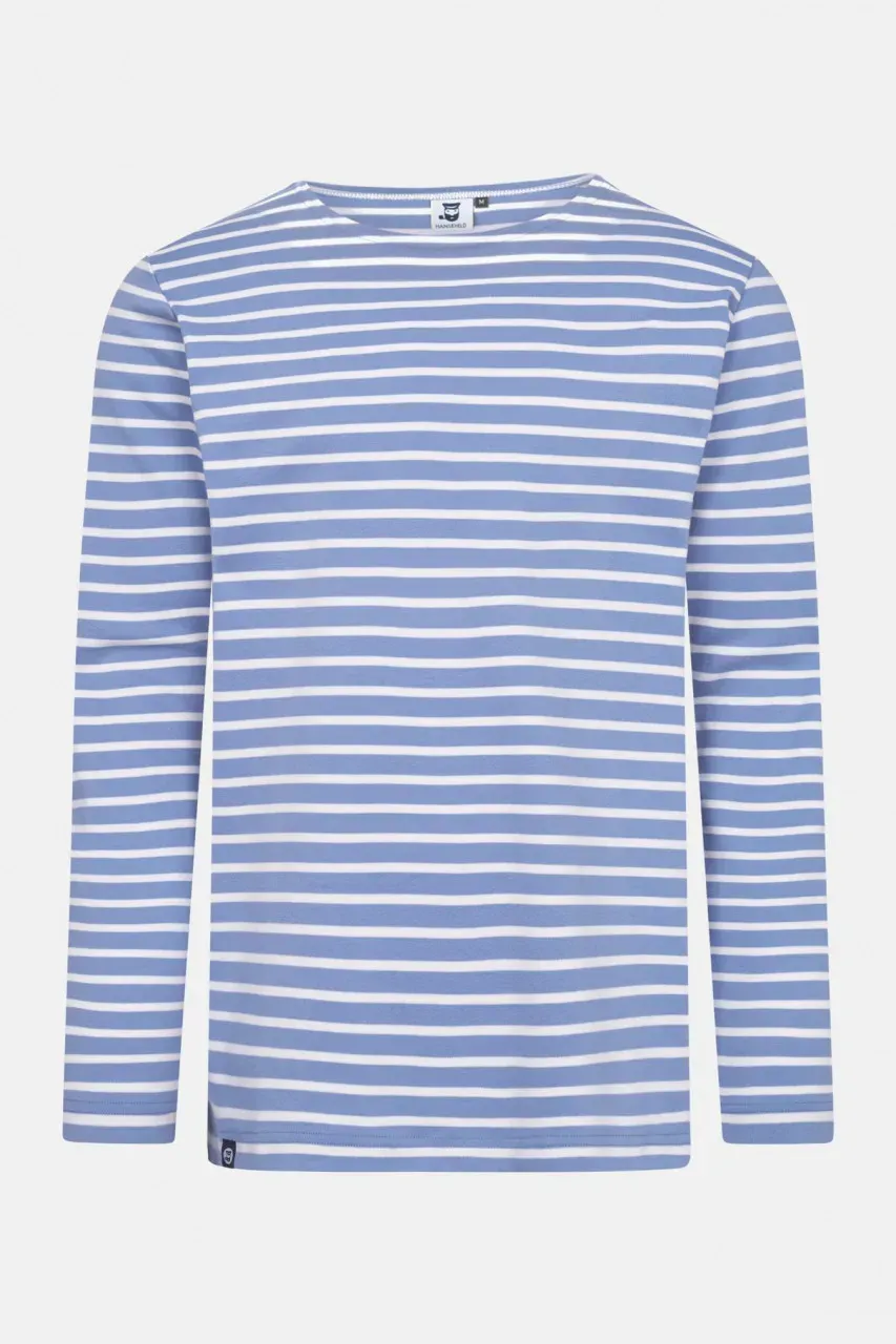 Hanseheld Streifenshirt Herren Hellblau-Natur Langarm Jeans Blau GOTS Organic
