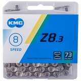 KMC Unisex – Erwachsene Z8 Silver/Grey 8-Fach Kette 1/2" x3/32, 114 Glieder, Silber/grau