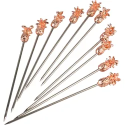 Cocktailspieße Ananas, Metall kupferfarben - 11,6cm (10 Stk.)