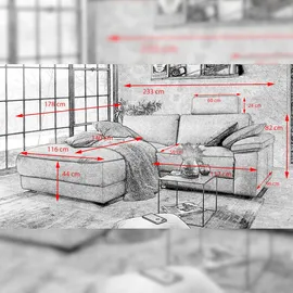 KAWOLA Ecksofa Lola Leder Recamiere links braun