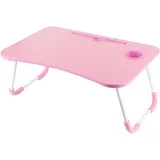 Laptoptisch Laptop-Betttisch mit Tablet-Ständer & Becherhalter, Faltbarer Laptoptisch für Bett, Sofa & Boden, ergonomischer Schreibtisch, tragbar & stabil – 60 x 40 cm Betttablett (Rosa)