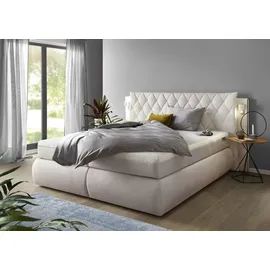 Collection AB Boxspringbett COLLECTION AB, schwarz-weiß (weiß, schwarz), B:225cm L:218cm, Holzwerkstoff, Spanplatte, Komplettbetten, Boxspringbett, inklusive Bettkasten, LED-Beleuchtung und Topper