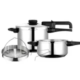 Fagor Dual Xpress Schnellkochtopf 6 + 4 L, Edelstahl 18/10, Progressive Druckstufe FAG