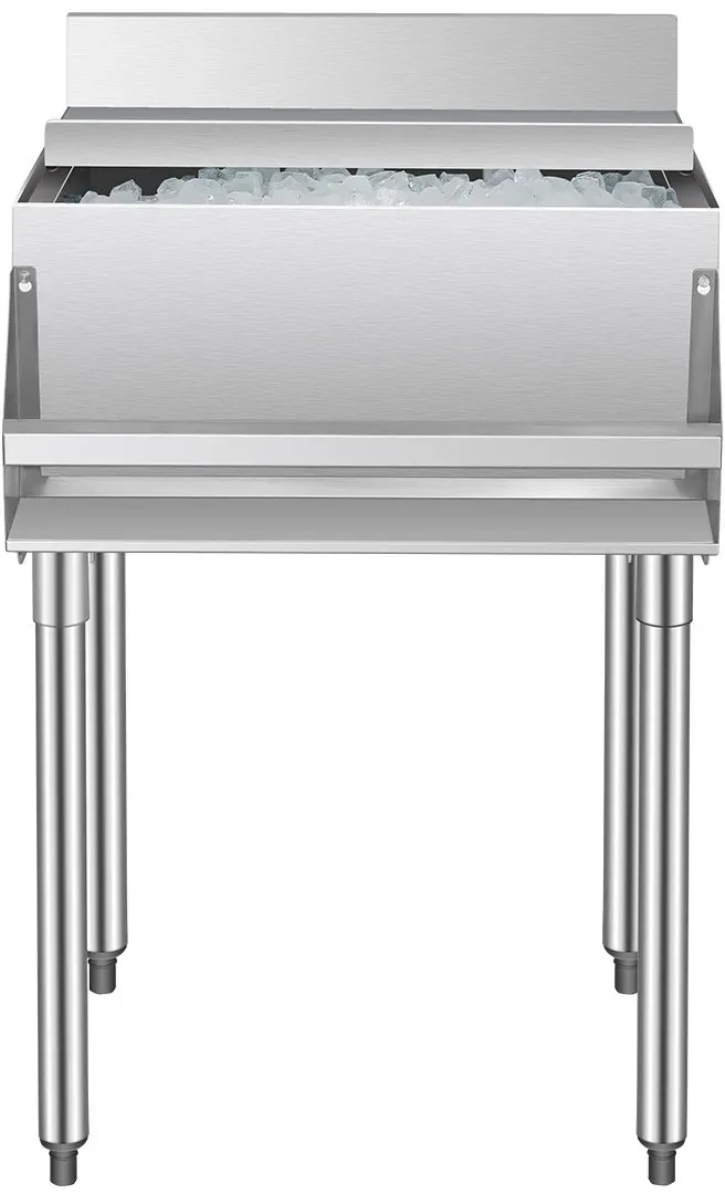 VEVOR kommerzieller Eisbehälter 61,6 L Untertheken-Eisbehälter (610 x 614 x 930 mm) Edelstahl-Eisbox mit Schiebedeckel & verstellbaren Kugelfüßen, Kühlwagen für Bar Restaurant Küche Silber
