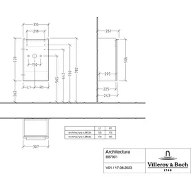 Villeroy & Boch Waschtischunterschrank 1 Tür 31,0 x 52,0 x 26,1 cm Grau