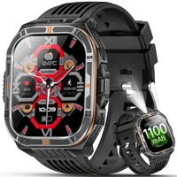 Lgnitek Smartwatch Herren, 1100 mAh Militär Smart Watch mit LED-Licht/Kompass, 2.01" Fitnessuhr mit 150+Sportmodi, Bluetooth-Anruf, Herzfrequenz, Schlafanalyse, Sportuhr für iOS/Android