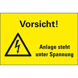 Schild I Warn-Kombischild Vorsicht! Anlage steht unter Spannung, Kunststoff, 300x200mm