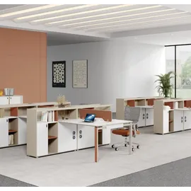 xl moebel gmbh Bürotisch für 2 Personen Arbeitsplatz Schreibtisch Moderne Büroeinrichtung - Weiß