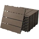 ECD Germany WPC Terrassenfliesen Dunkelbraun 30 x 30 cm 44 St.