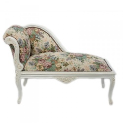 Casa Padrino Barock Kinder Chaiselongue Blumenmuster / Creme Mod2 - Tron Barock Möbel