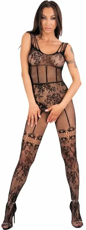 LIVCO CORSETTI FASHION  Rehanna LC 17370 Bodystocking Crotchless Schwarz One Size