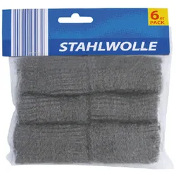 Stahlwolle 6er Pack Reinigungspads Metallwolle Scheuerwolle Topfreiniger Rostentferner Polierwolle für Haushalt Werkstatt Küche Grill