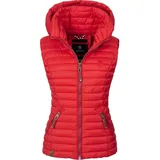Navahoo Steppweste Shadaa stylische ärmellose Damen Weste mit Kapuze rot XL (42)