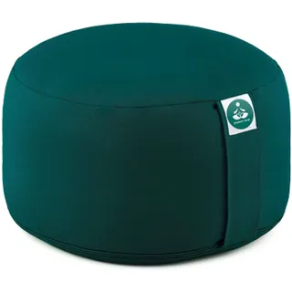 Present Mind Yogakissen Rund Extra Hoch (Sitzhöhe 20 cm) - Farbe: Smaragdgrün - Yogakissen Meditationskissen Hoch - Hergestellt in der EU - Waschbarer Bezug - 100% Natürliches Yoga Sitzkissen