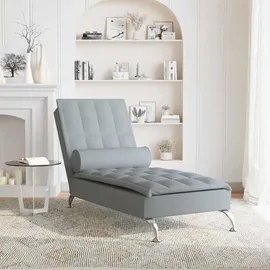 vidaXL Massage-Chaiselongue mit Nackenrolle hellgrau