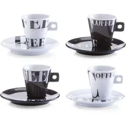 Zeller Coffee style Espresso-Set, 8-teilig 26540 , Material: Porzellan, schwarz/weiß, 50 ml