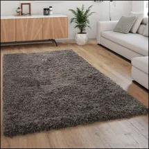 Paco Home - Hochflor Teppich Kuschelig Modern Shaggy Flokati Stil Gemütlich Uni Anthrazit 80x150 Cm