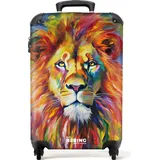 NoBoringSuitcases.com NoBoringSuitcases.com® Handgepäck Koffer Reisekoffer, mit Rollen, TSA Schloss, Hartschalenkoffer, Koffer Handgepäck, Handgepäck Trolley 55x40x20, Handgepäck 55x40x20 cm (Löwe - Mehrfarbig)