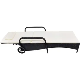 vidaXL Sonnenliege 198 x 66 x 98 cm schwarz/cremeweiß inkl. Rollen