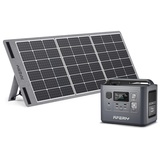 AFERIY Solargenerator 800W, 512WH Tragbare Powerstation mit 100W Solarpanel, 230V mobile Stromversorgung mit LCD Anzeige für Urlaub auf dem Campingplatz, Outdoor Abenteuer & Notfälle