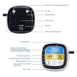 Intirilife Grillthermometer 7 x 7 cm rostfrei weiß