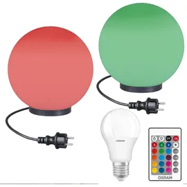 H4L RGB Kugelleuchten Kugellampe LED 2er Set Ø 20cm Garten Leuchte Aussenleuchte - Weiß