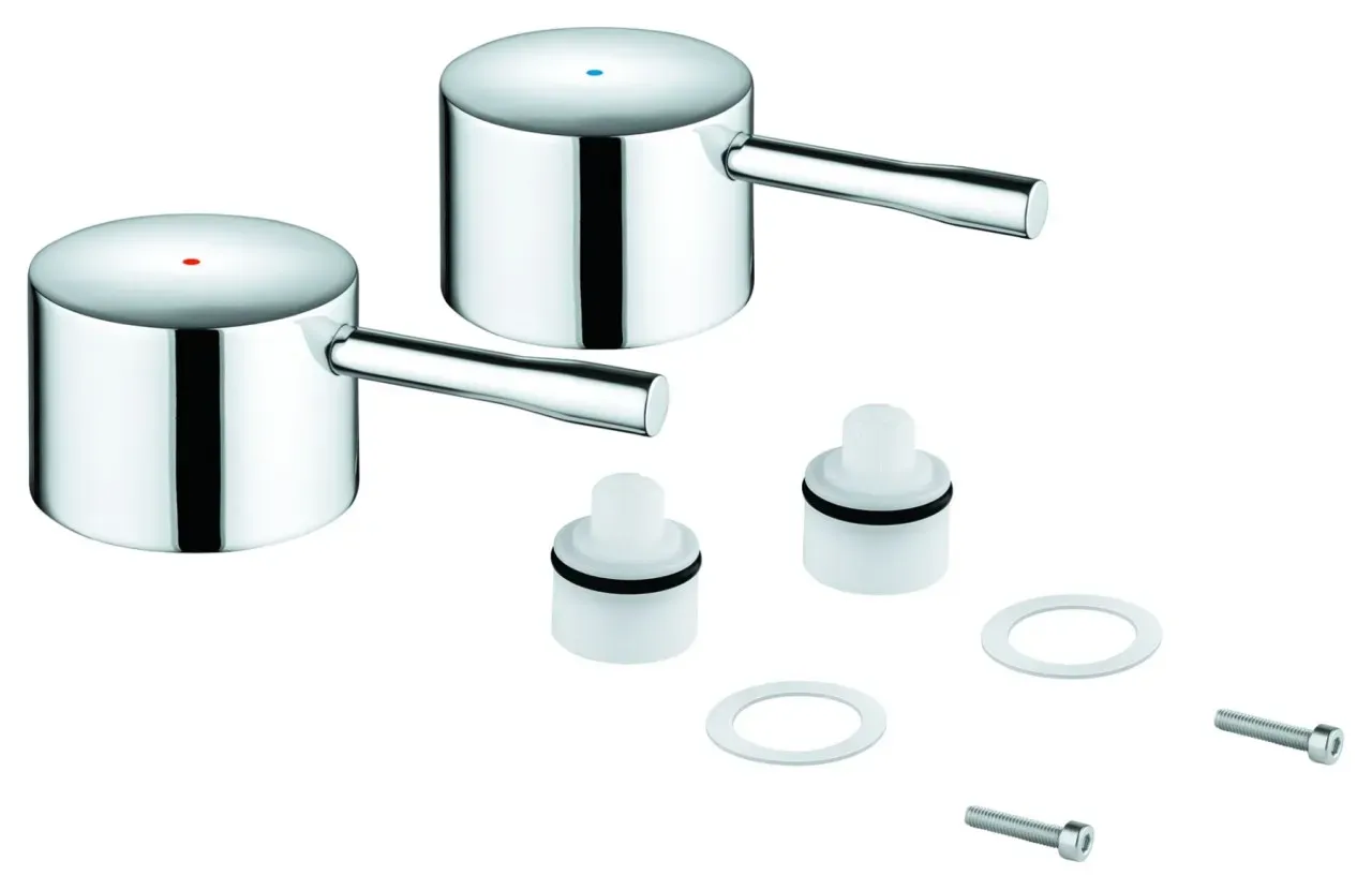 GROHE Griffpaar 48330 Essence Markierung blau/rot hard graphite gebürstet, 48330AL0 48330AL0