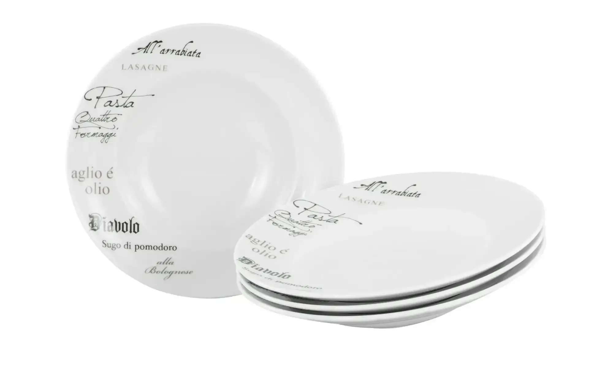 CreaTable Pastateller 4er Set Europa ¦ weiß ¦ Porzellan ¦ Maße (cm): B: 29,5 H: 11,5