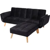 MCW Ecksofa Samt 2-Sitzer Schwarz