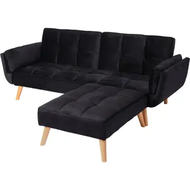 MCW Ecksofa Samt 2-Sitzer Schwarz