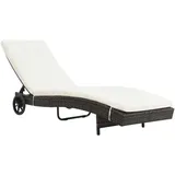 vidaXL Sonnenliegen 2 Stk. mit Rollen und Auflagen Poly Rattan Braun