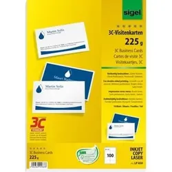 3C-Visitenkarten, 225g/m2, weiß, Pck=100 Stück, LP850, beidseitig bedruckbar
