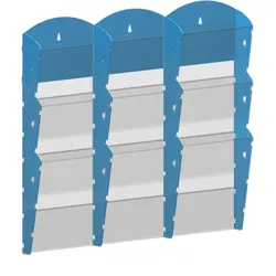 Wand-Plastikhalter für Prospekte - 3x3 A4, blau