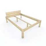 TUGA - Holztech Pfostenbett metallarm Fichte Massivholz Daybett 140 x 200cm 48cm Höhe FSC 300kg Holzbett unbehandelt