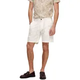 Selected Herren Chino Shorts SLHREGULAR-BRODY LINEN Regular Fit Regular Fit 16087638 Weiß Normaler Bund Reißverschluss M