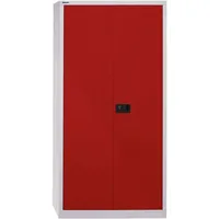 BISLEY Stahlschrank Universal E782A04B6506 lichtgrau, kardinalrot 4 Fachböden 60,0 x 40,0 x 195,0 cm, aufgebaut, 1 St.