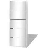 vidaXL Schuhschrank mit 5 Fächern Spiegel Weiß 63×17×169,5 cm