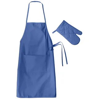 Städter 256033 Kinderschürze, Handschuh Set Blau Backzubehör, Baumwolle