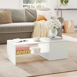 Homcom Couchtisch Weiß Spanplatte 110 x 52 x 36 cm
