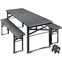 KESSER Bierzeltgarnitur 3 teiliges-Set, Festzeltgarnitur, 170cm, Klappbar, 2x Bierbank, 1x Biertisch, Bodenschoner grau 46 cm x 75 cm x 170 cm