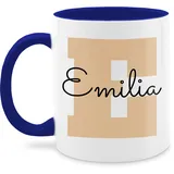 Tasse Tassen 325ml - Anfangsbuchstabe Name - Personalisiertes Geschenke mit Namen Weihnachts-Geschenke Geschenkideen Wichtelgeschenk - 325 ml - Dunkelblau - bedrucken keramik buchstaben custom