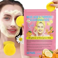 40Pcs Kurkuma Kojic Säure Reinigungspads, Kurkuma Peeling Schaum Pads für Damen, Kurkuma-Reinigungspads für das Gesicht, komprimierte Gesichtsschwämme Tragbar für Outdoor Reisen zur Porenreinigung